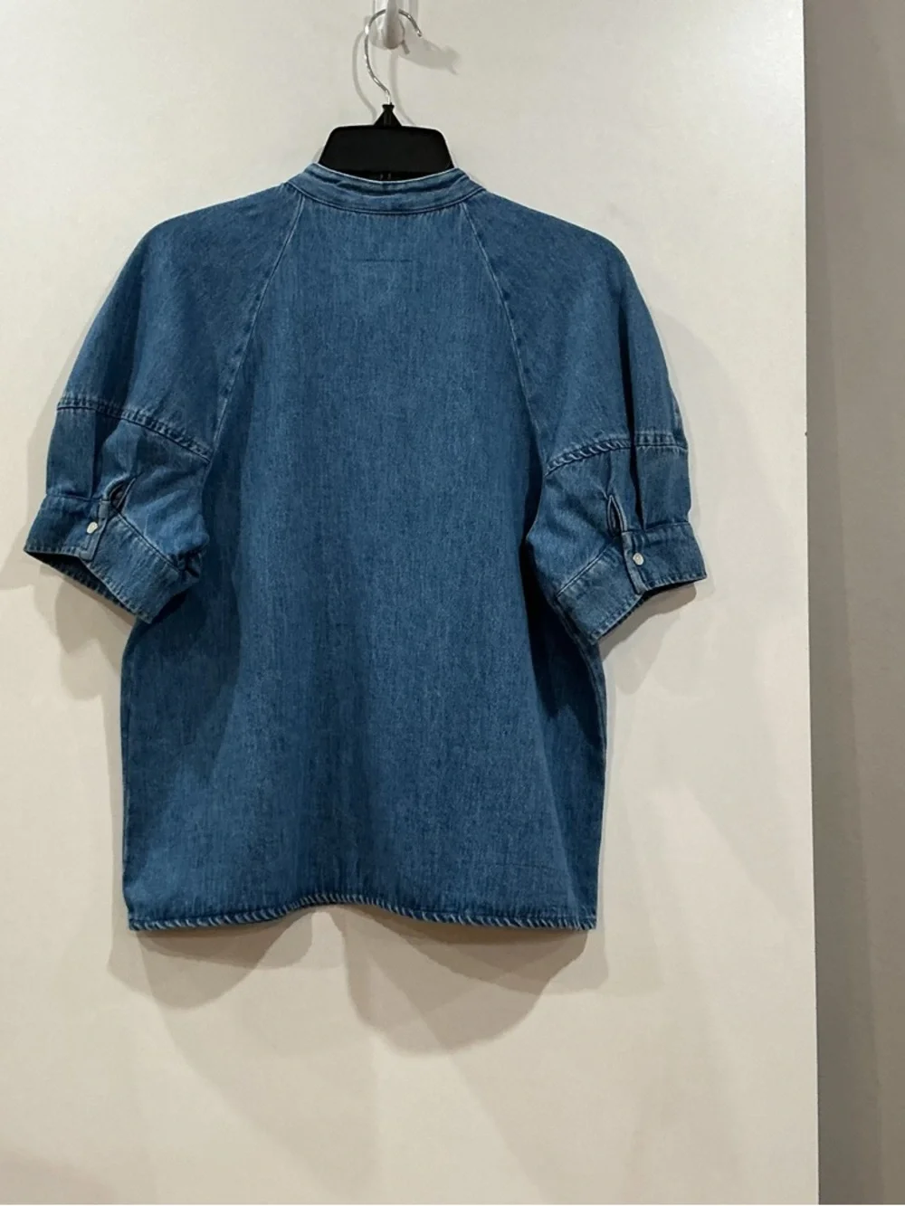 Zara Blue Denim Tie-Neck Top